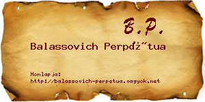Balassovich Perpétua névjegykártya